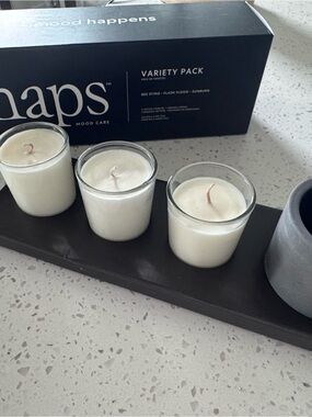 haps Mood Care Variety Pack Mini Glass Jar Candles 3pc Single Wick